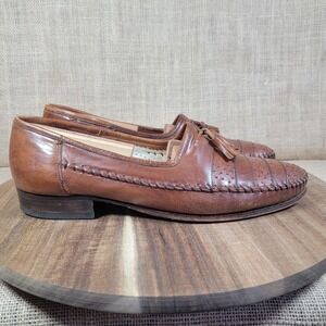 VTG Lorenzo Banfi Tassel Loafers Made In Italy Mens 10 Handcrafted Leather Shoes